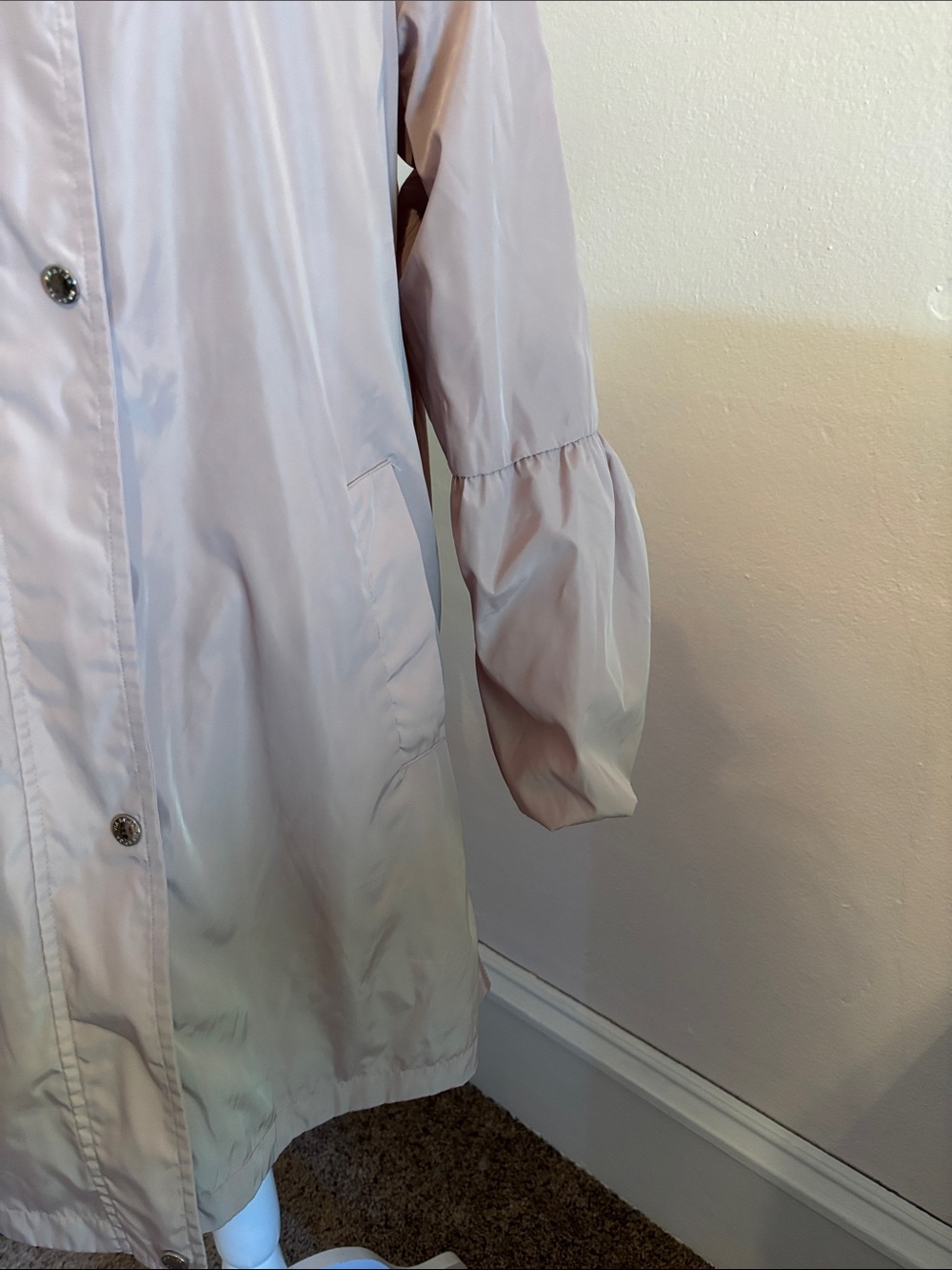 Via Spiga Pale Pink Rain Coat with Balloon Sleeves - Picture 5 of 14